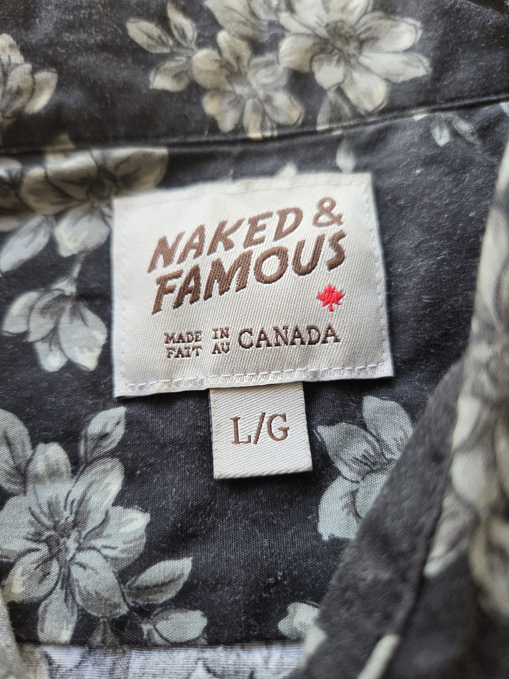 Naked & Famous Black Floral Button Down - L